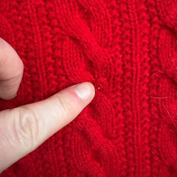 Vintage Pendleton Wool Red Cable Knit Turtleneck Sweater - Picture 3 of 5
